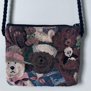 VTG Dancing Cat Brand Handmade in USA Tapestry Crossbody Purse